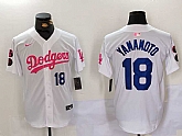 Men's Los Angeles Dodgers #18 Yoshinobu Yamamoto White Pink Vin & Kobe Patch Stitched Baseball Jerseys,baseball caps,new era cap wholesale,wholesale hats